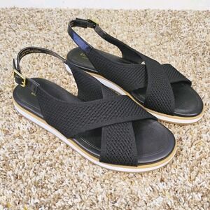 Cole Haan Mikaela Sandals Women's 7.5 B Black Stitchlite Leather Heel Strap